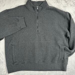Abercrombie YPB Mens XXL Charcoal Gray Ribbed 1/2 Zip Pullover Sweatshirt